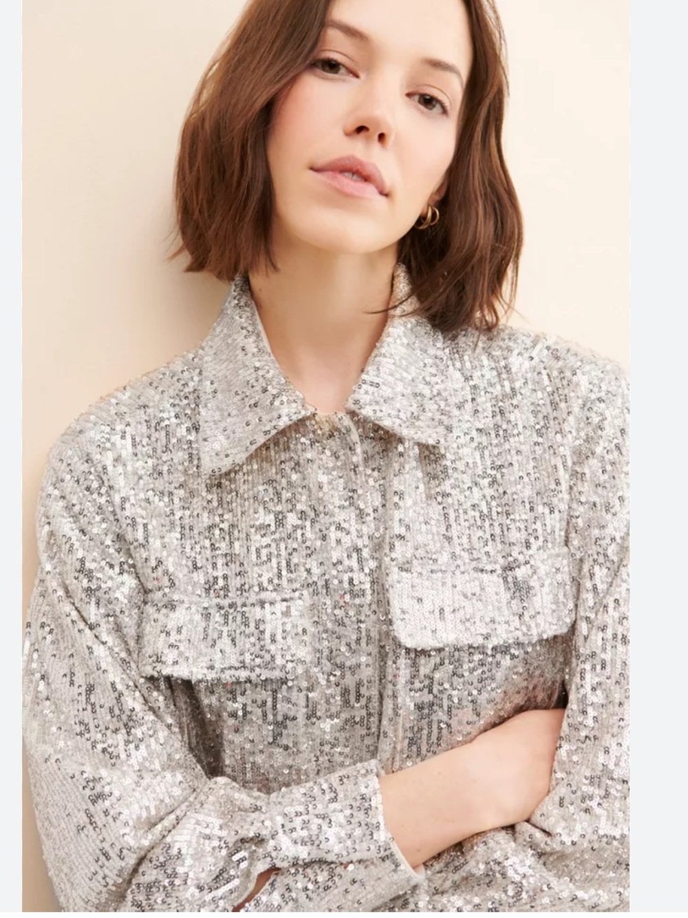 BB Dakota for Steve Madden Silver Sequin Jacket